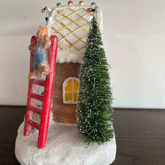 Gingerbread House Holiday Decoration with Lights by Valerie